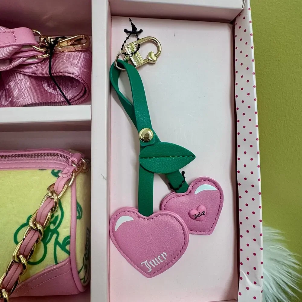 Juicy Couture Heritage Cherry Barrel Bag Gift Set Yellow Charm Mini Crossbody